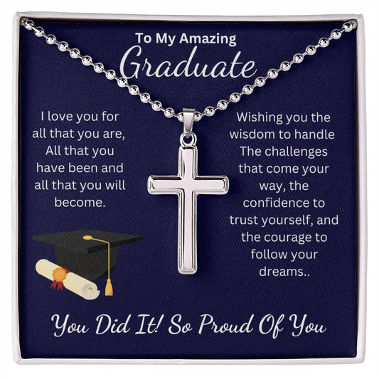 🎓Graduation Necklace, Graduation Gift, Class of 2023, College Grads, High School (Blue BG)